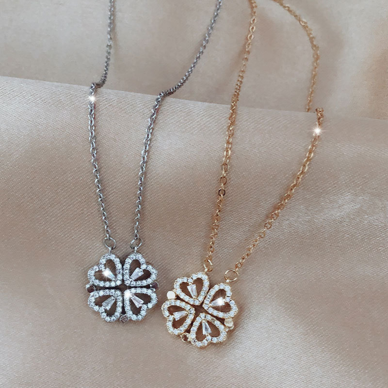 HEART SHAPED 2 WAYS WEARING PENDANT MAGNETIC NECKLACE